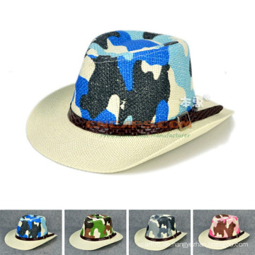 Freizeit Stroh Sommer Camouflage Fedora Hut